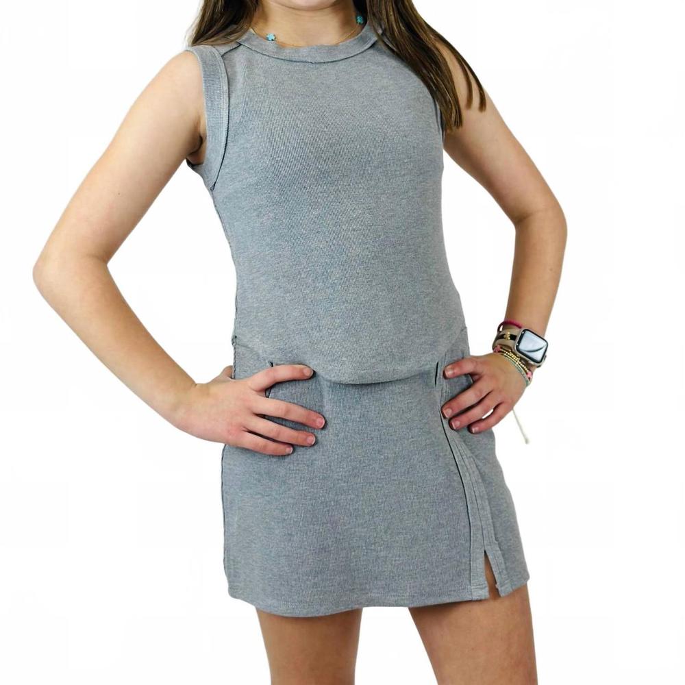 NEW TENLY girl's rayon rib tank in light heather grey